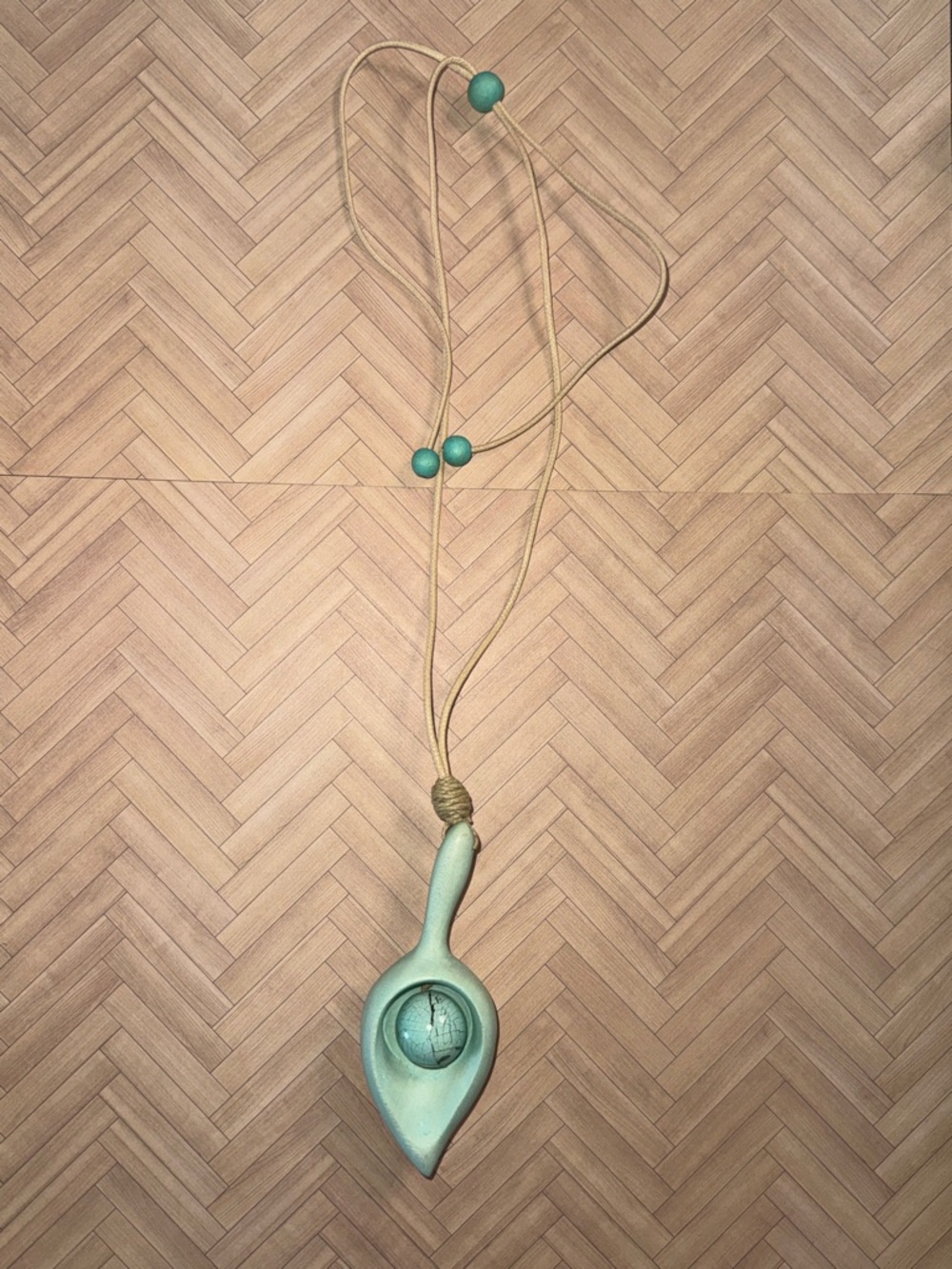Turquoise Ceramic Pendant Necklace with Bead Accents